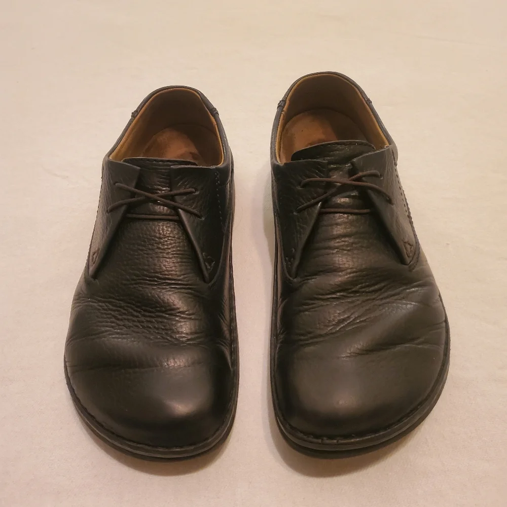 BIRKENSTOCK Vintage Footprint Memphis Black Leather Oxford‎ Derby Shoes Men's 10